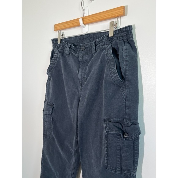 American Eagle Jeans Womens 12 Black Cargo Y2K Street Stretch Elastic Waist - Picture 2 of 12